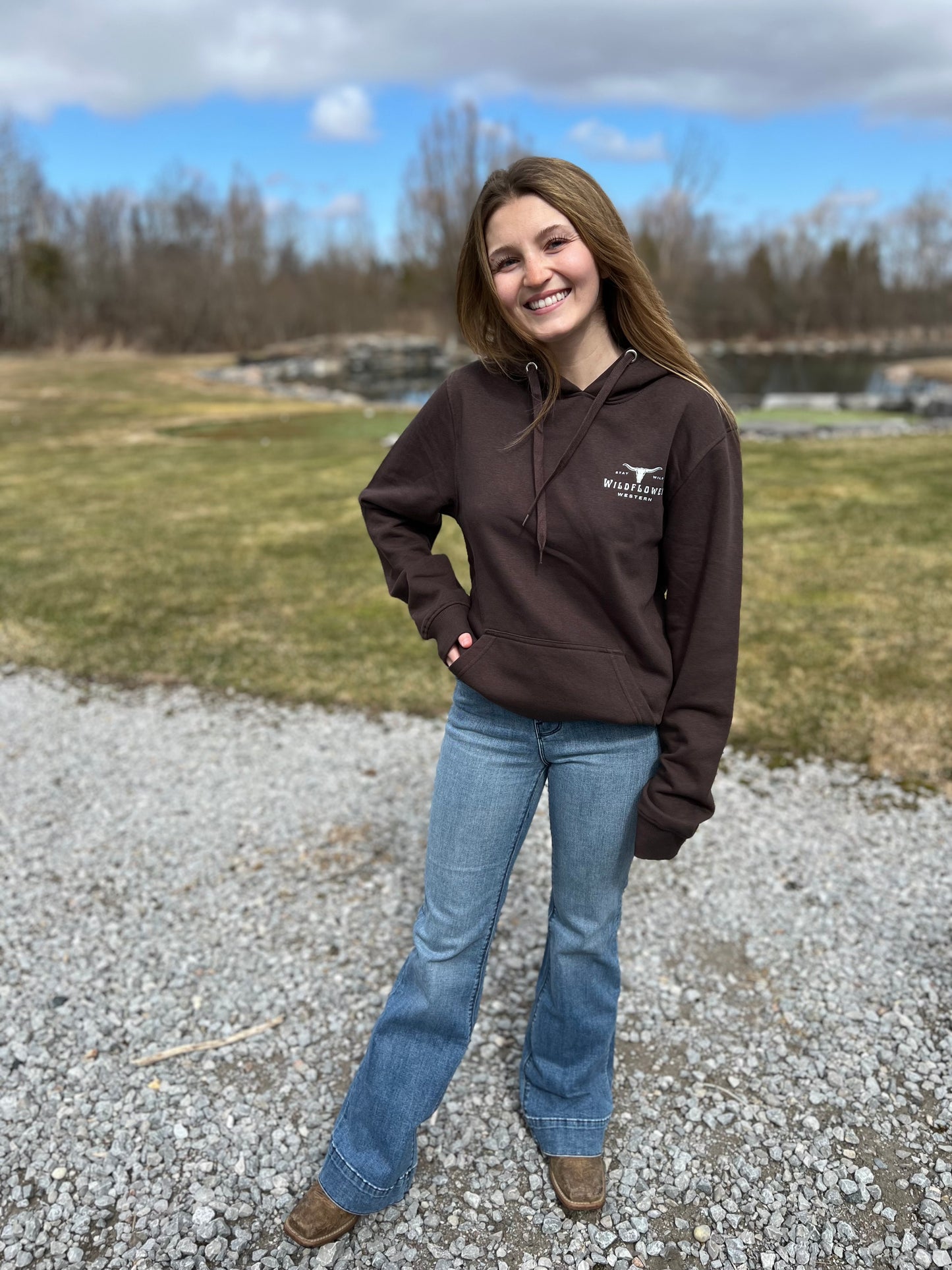 "Original Wildflower Western" Unisex Hoodie Brown