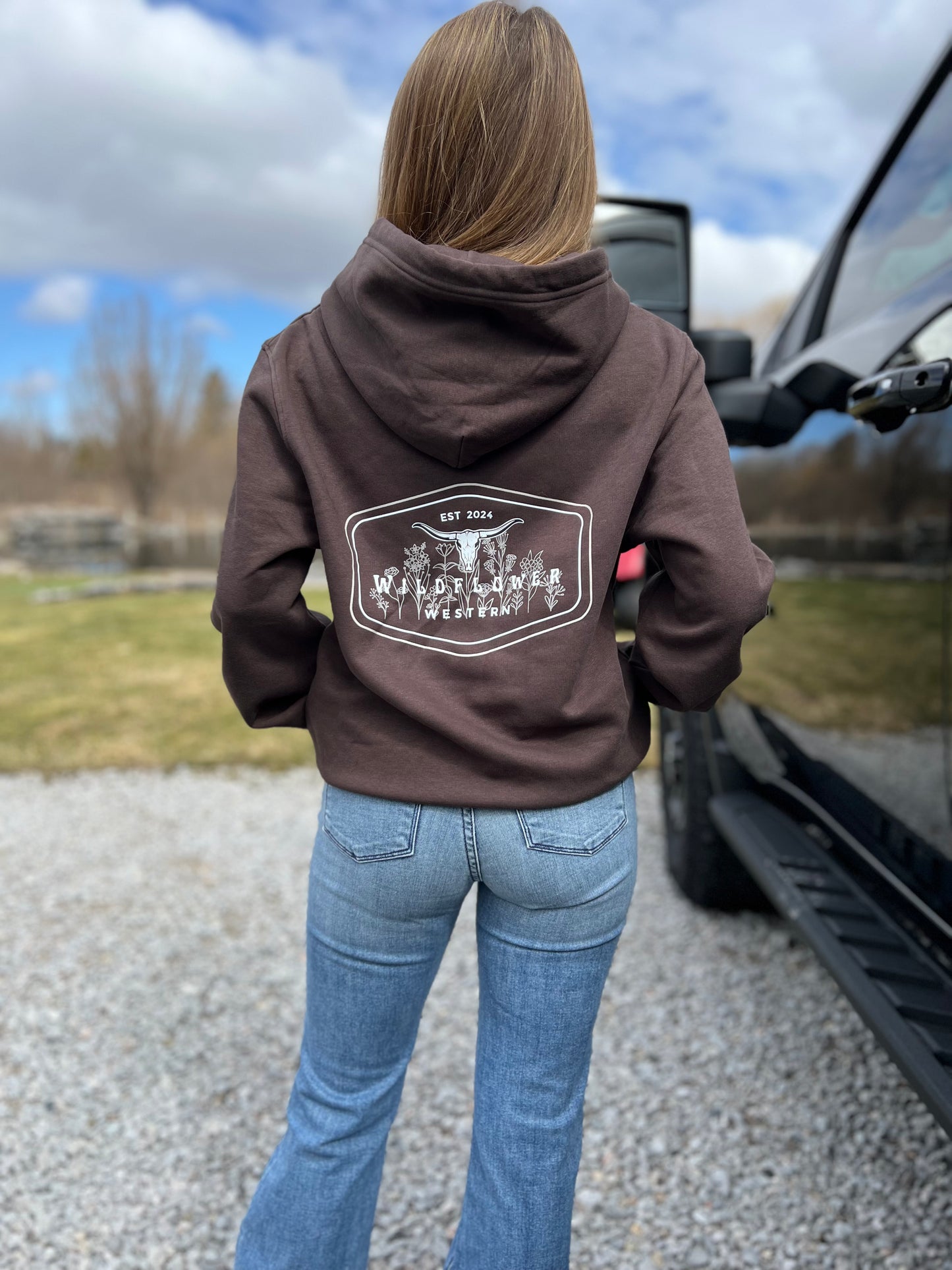 "Original Wildflower Western" Unisex Hoodie Brown