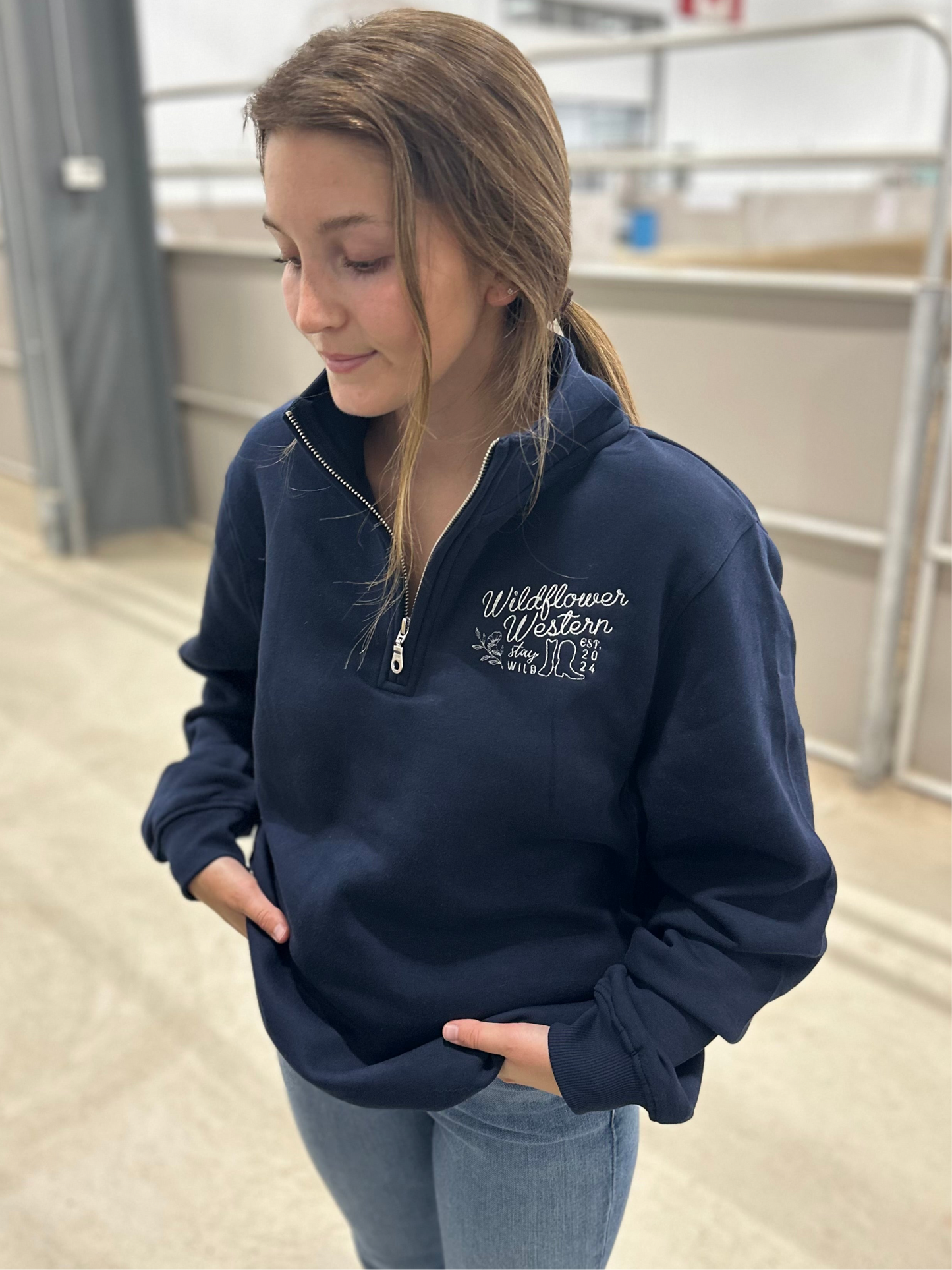 Boots & Bloom Embroidered 1/4 Zip