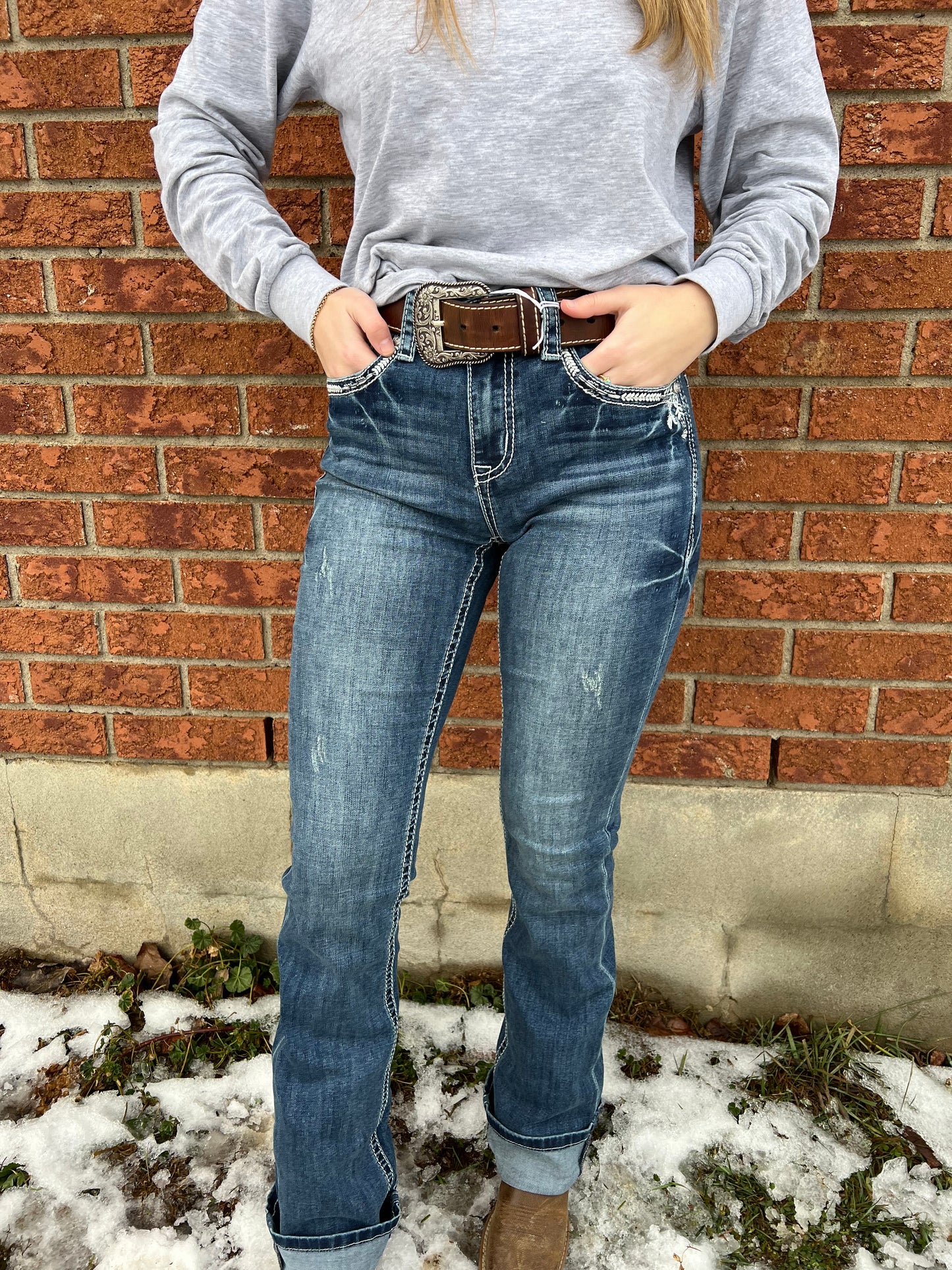 Grace in LA Aztec Dreamcatcher Jeans (Bootcut 34" inseam)