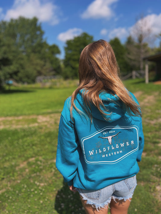 "Original Wildflower Western" Unisex Hoodie Turquoise