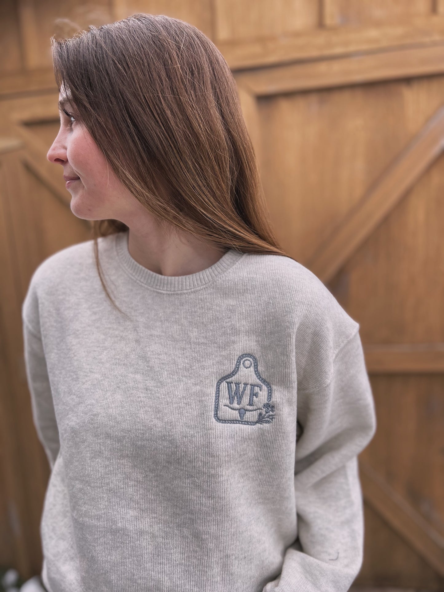 Fireside Cow Tag Crewneck