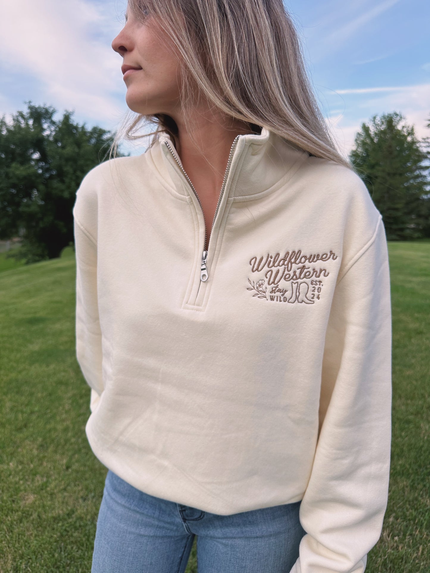 Boots & Bloom Embroidered 1/4 Zip