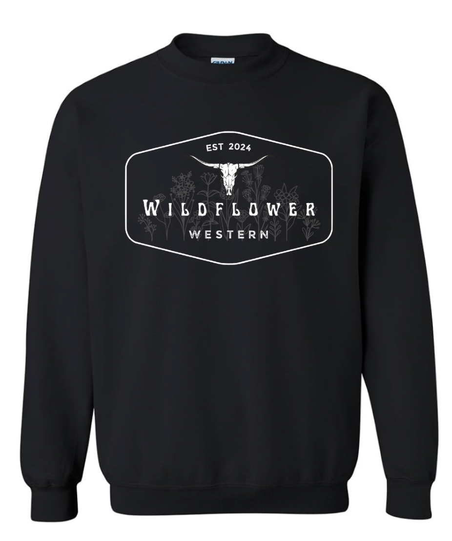 "Original Wildflower Western" Unisex Crewneck Sweatshirt Black